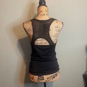 Ambiance Womens Sports Gym Athletic Workout Mesh Racerback Tank Top Black Medium